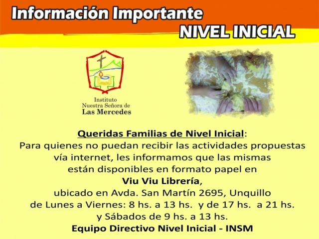 ULTIMA INFORMACION! NIVEL INICIAL