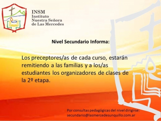 INFORMACIÓN IMPORTANTE PARA NIVEL SECUNDARIO