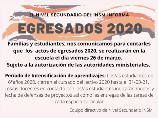 INFORMACIÓN EGRESADOS 2020 NIVEL SECUNDARIO